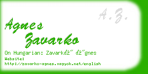 agnes zavarko business card